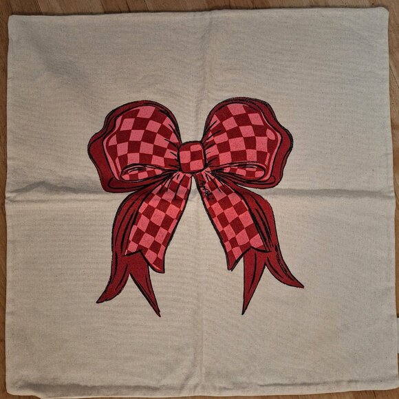 Two 22” Square Canvas Pillow Shams Coquette Aesthete Bow Design by August Bleu - Picture 3 of 6